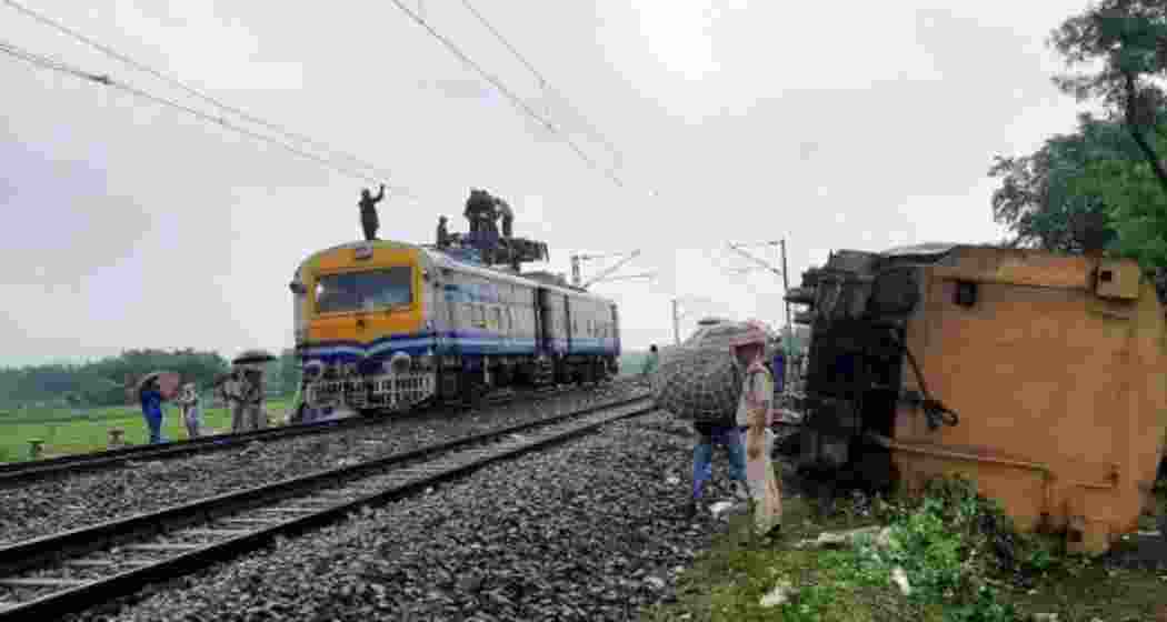 New Jalpaiguri: Wreckage of trains a day after the collision between the Kanchanjunga Express and a goods train, near Rangapani railway station, Tuesday, June 18, 2024. 