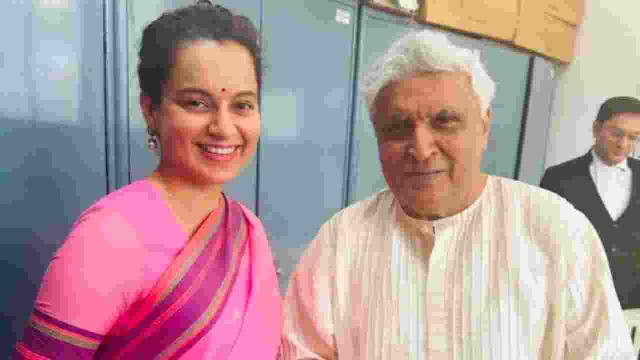 Bollywood star Kangana Ranaut and veteran screenwriter-lyricist Javed Akhtar. Image: X