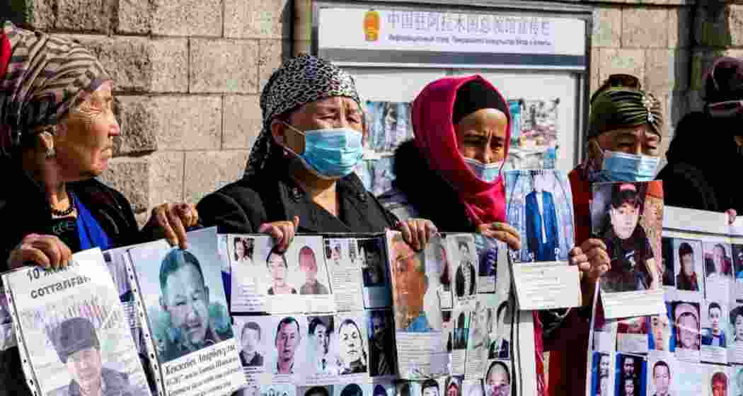 A file photograph of Kazakhtani activists protesting against the Chinese repression in Xinjiang.