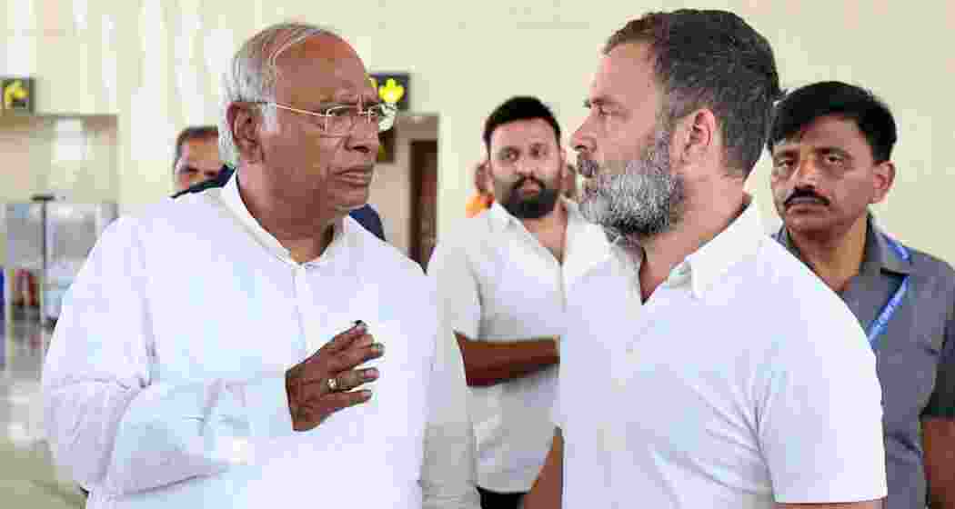 Congress president Mallikarjun Kharge and Leader of Opposition Rahul Gandhi. 