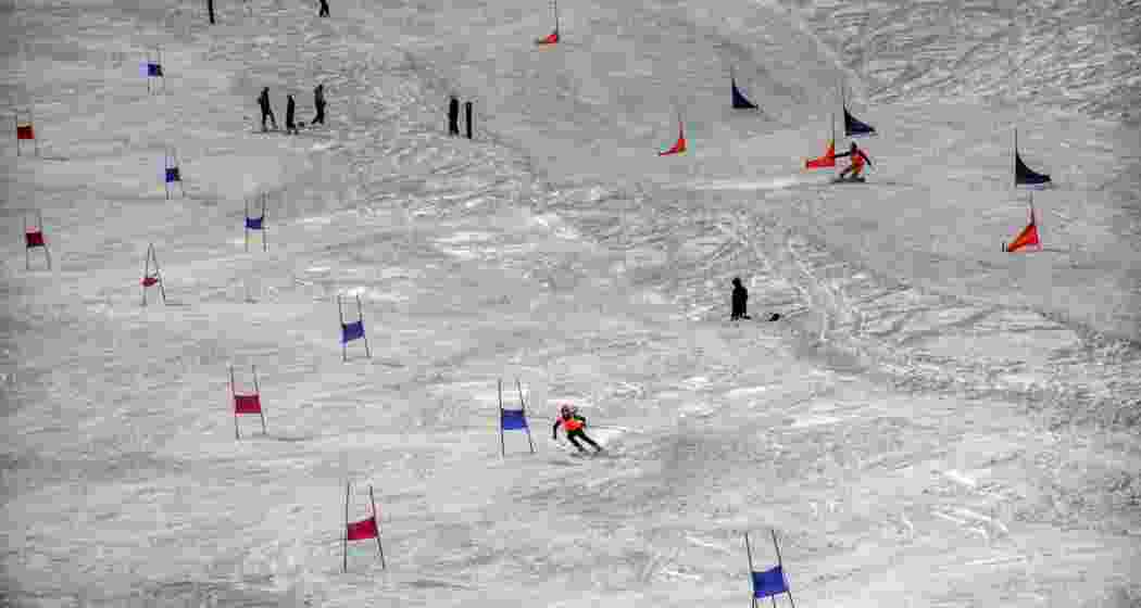 Athletes glide on the ice during practice sessions. (Representational image)