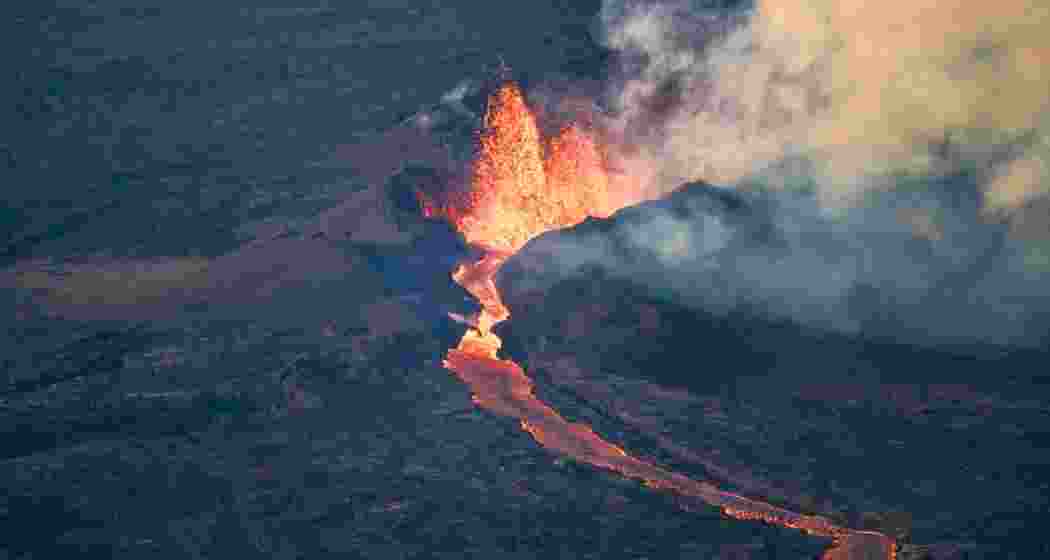 Kilauea volcano erupts at Halemaumau Crater.