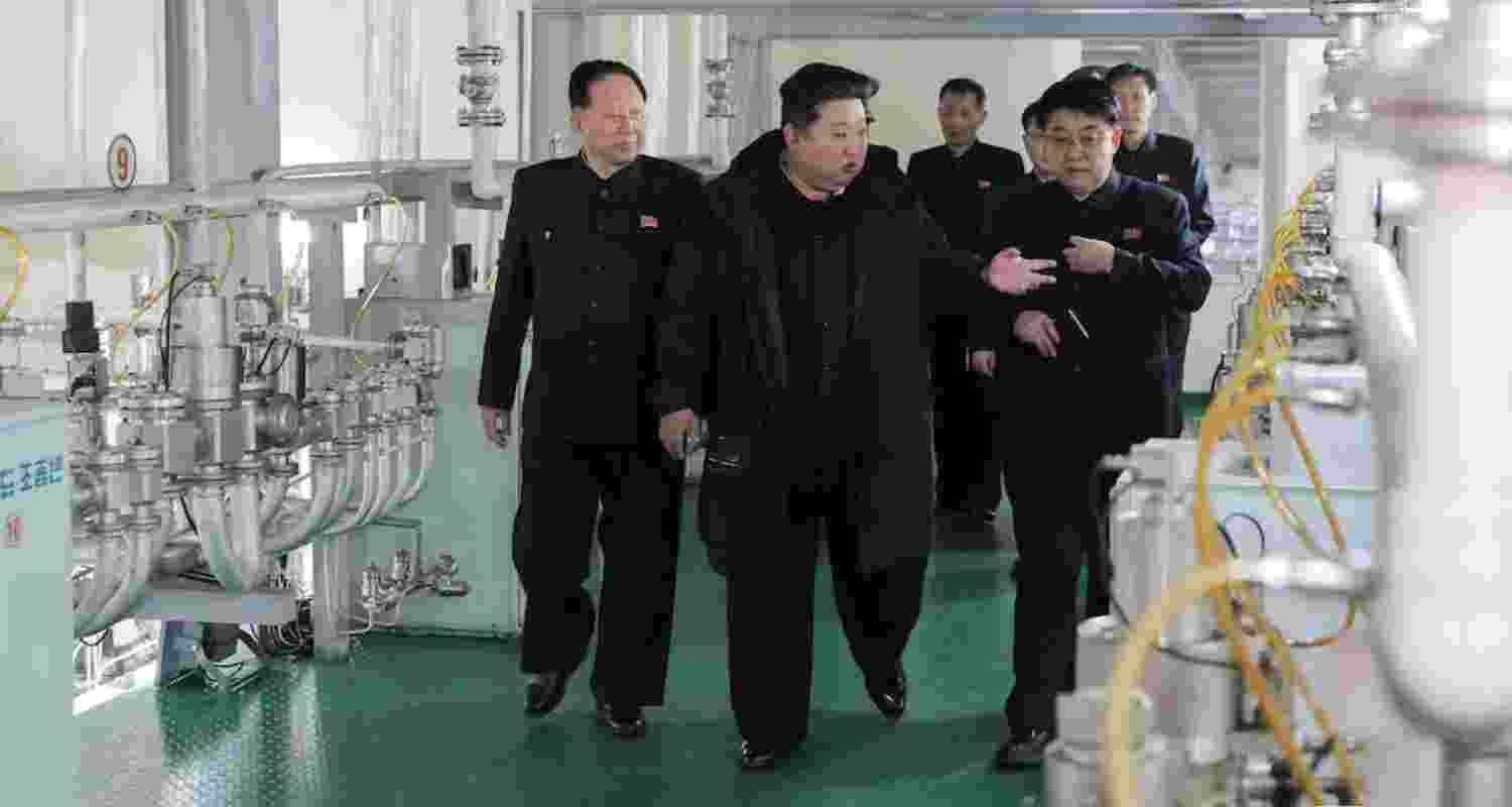 North Korean leader Kim Jong Un visits the country's nuclear material production base and nuclear weapons institute, at an undisclosed location in North Korea, in this photo released by North Korea's official Korean Central News Agency on January 29, 2025. 