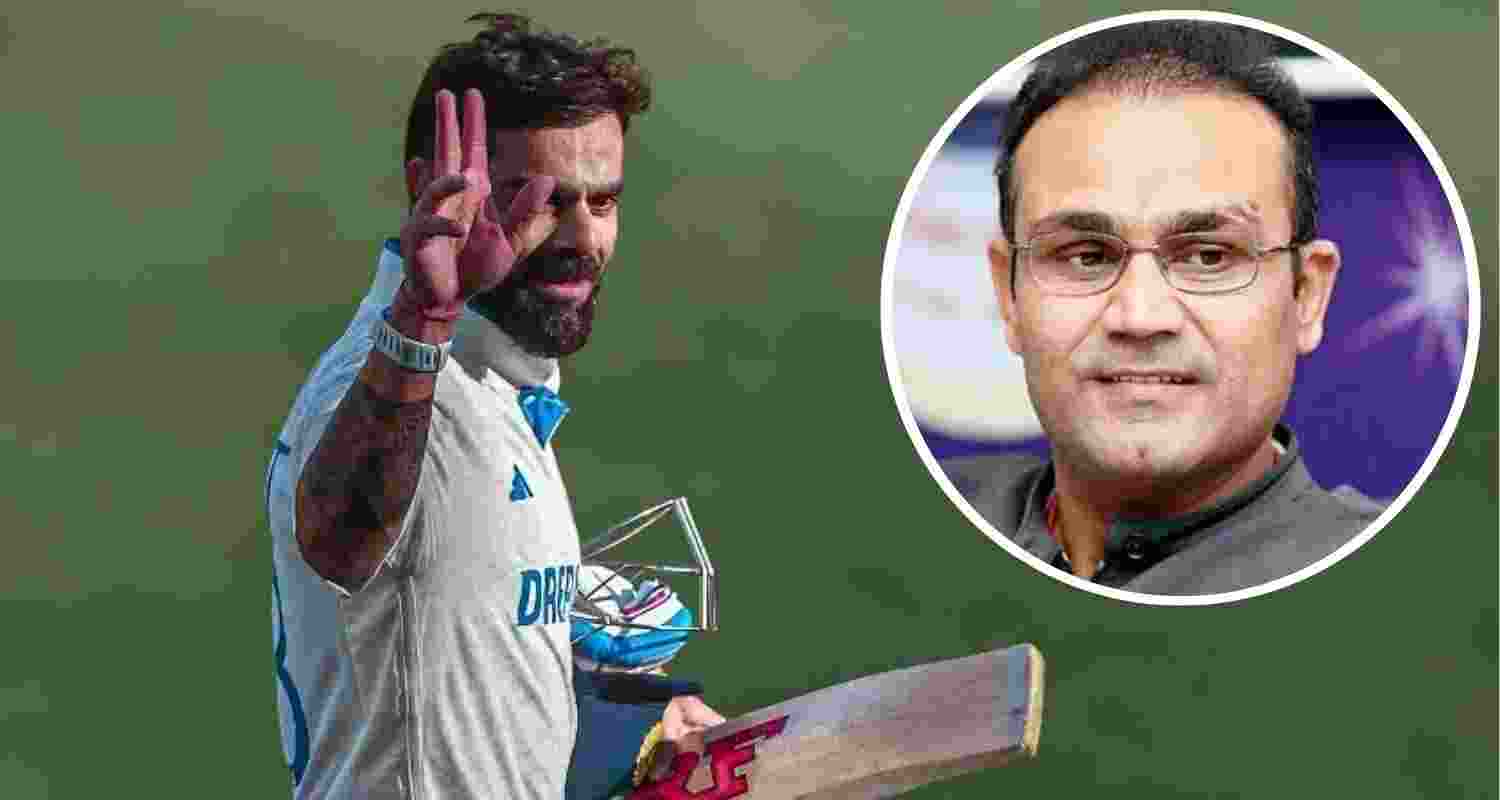 Virat Kohli and former Indian opener Virender Sehwag. File photos.