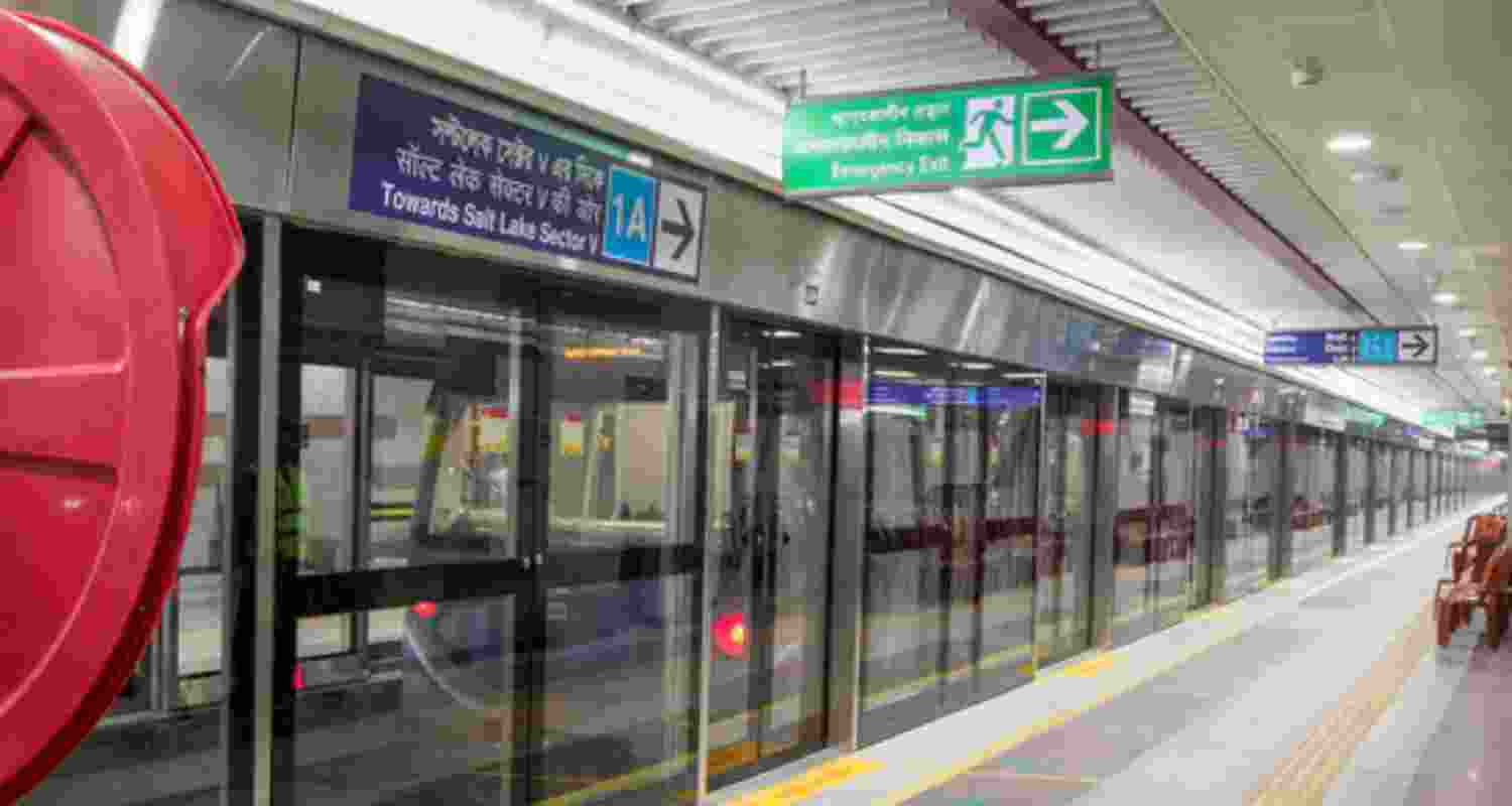 A newly constructed metro station in Kolkata.