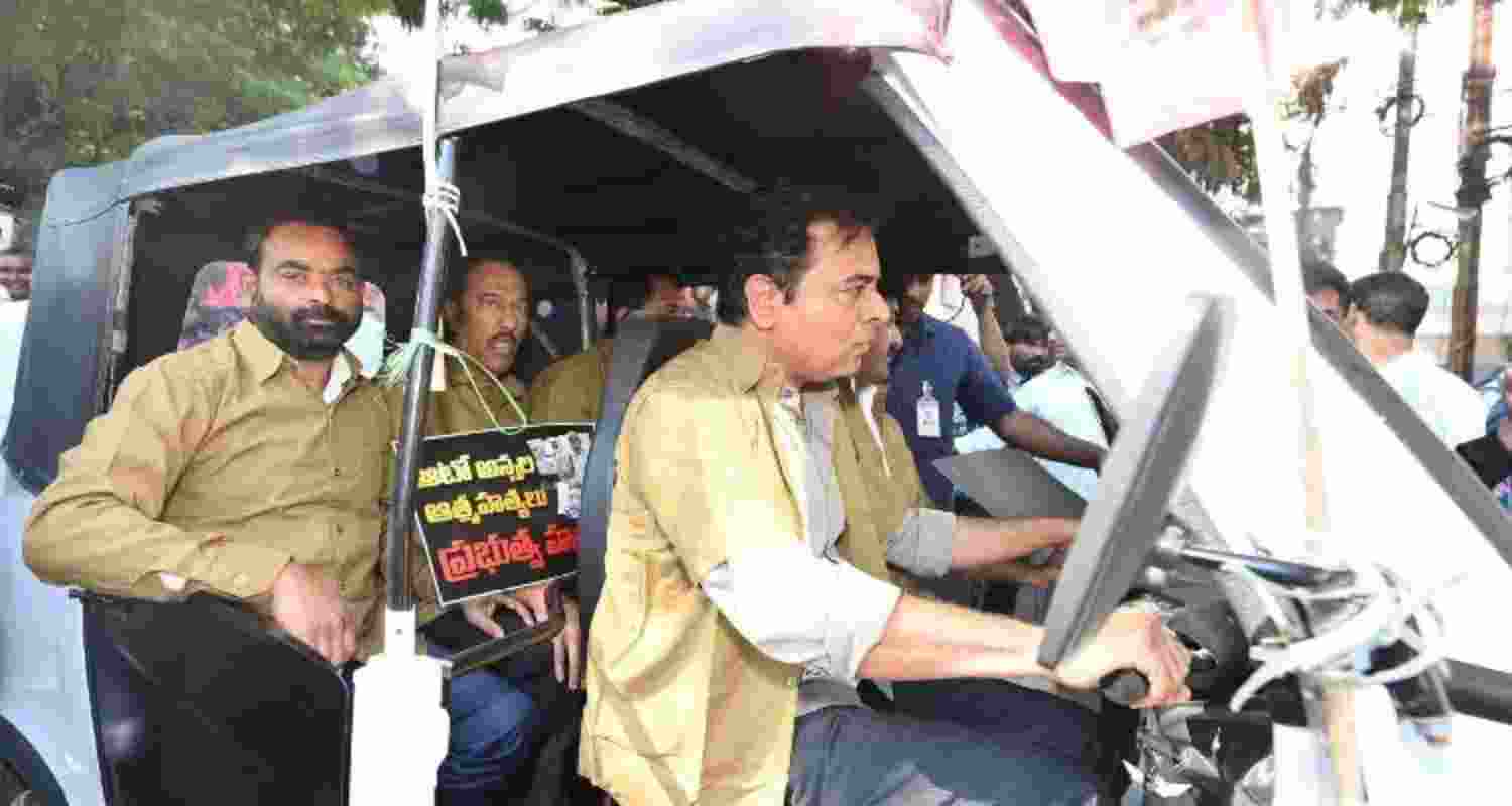KTR seeks justice for auto drivers; Congress labels it 'drama'