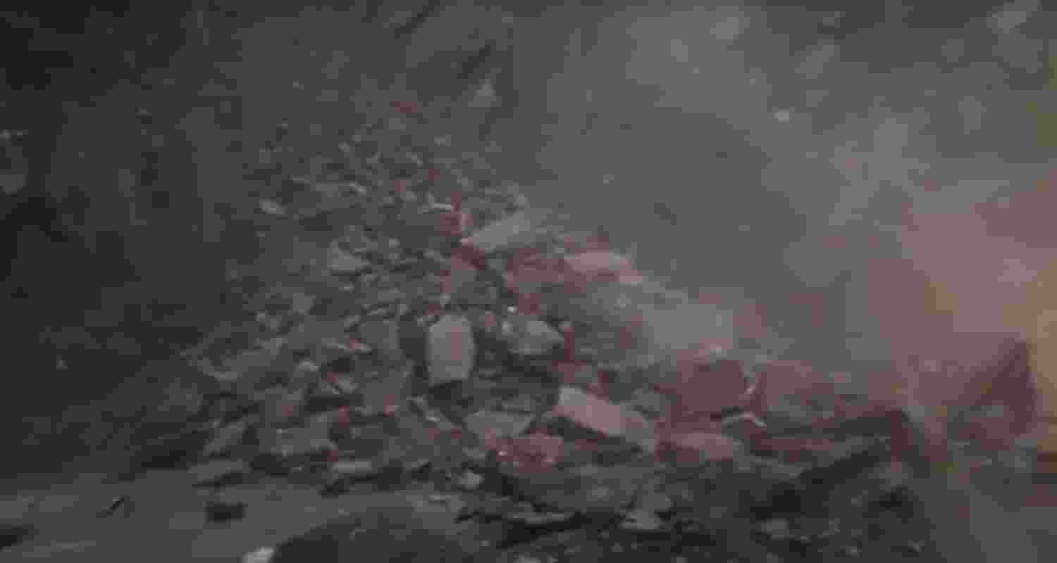 The NH44 was blocked by debris after landslides occured following incessant rains. The NH44 was blocked by debris after landslides occured following incessant rains.