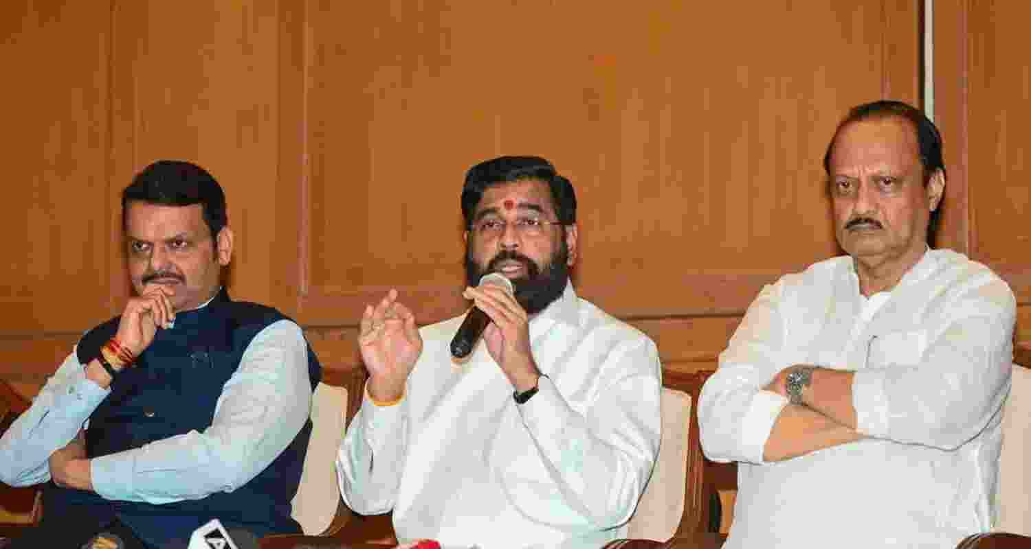 From left to right: Devendra Fadnavis, Eknath Shinde and Ajit Pawar. File photo.