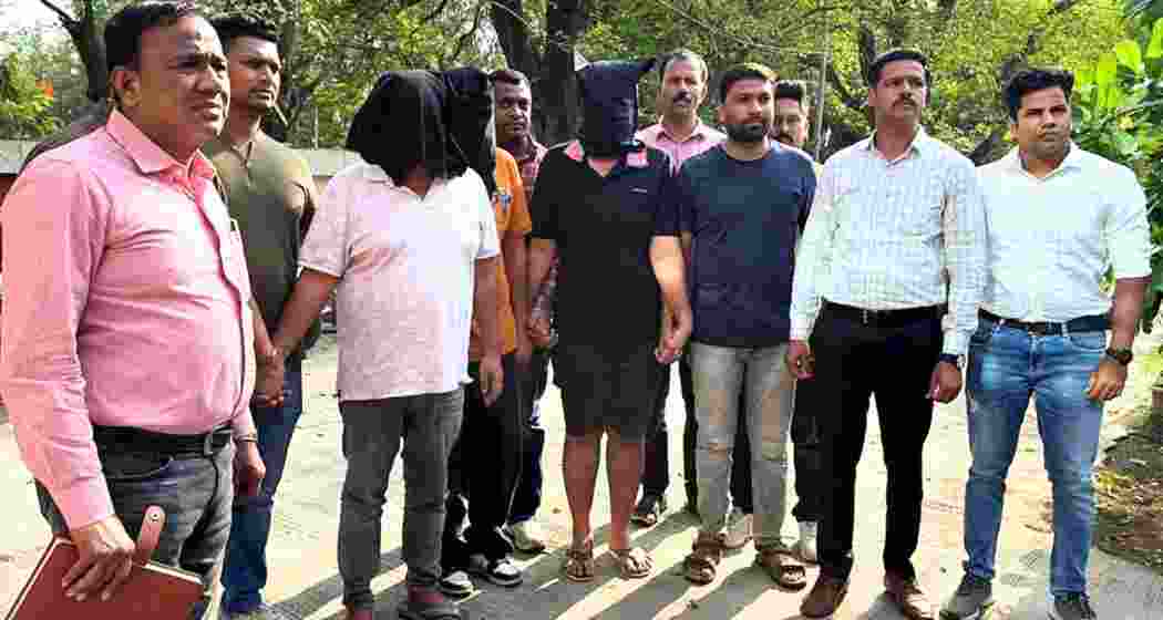 Police with the accused in the Maharashtra TET 2026 paper leak case after their production before a court in Bhiwandi as the SIT investigation continues.