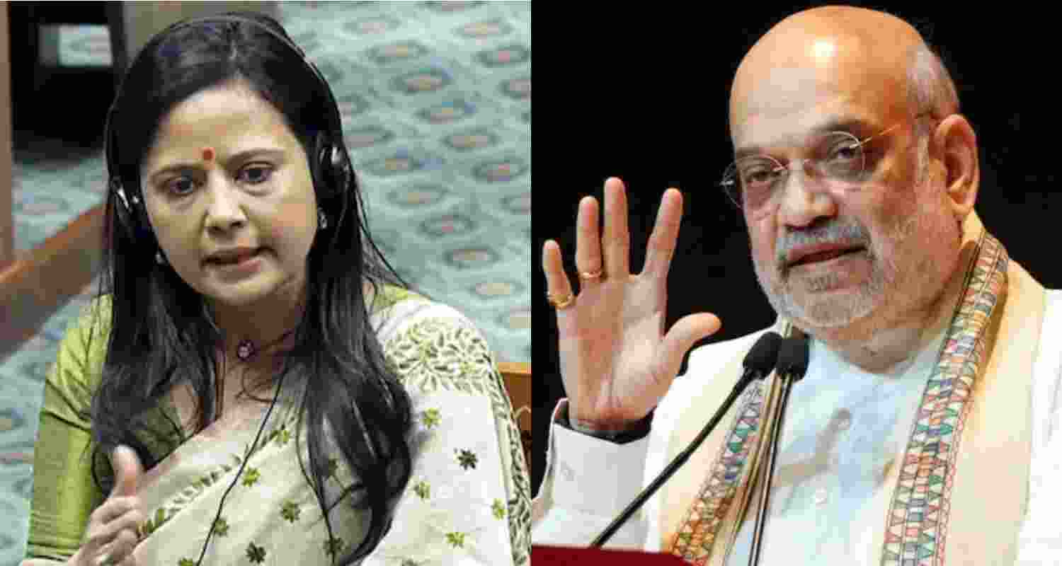 Trinamool Congress MP Mahua Moitra (left) and Union Home Minister Amit Shah.
