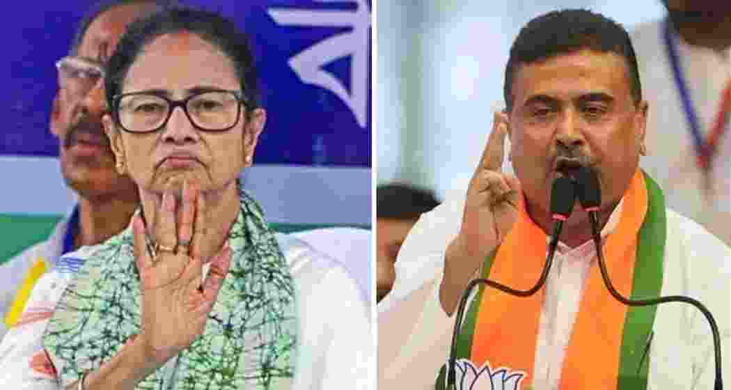 Chief Minister Mamata Banerjee (L), Senior BJP leader Suvendu Adhikari (R).