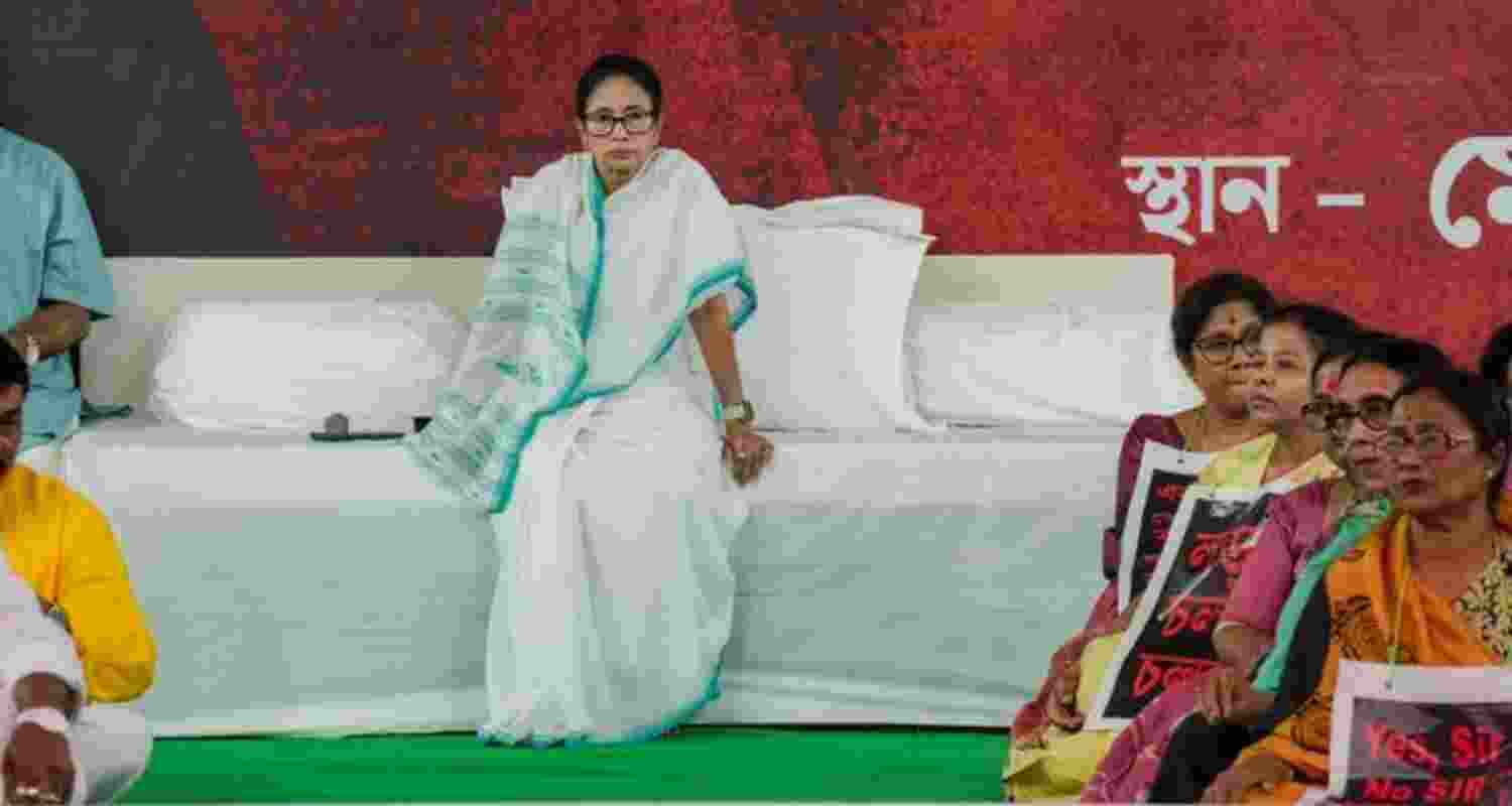 West Bengal Chief Minister Mamata Banerjee stages a sit-in to protest against the alleged deletions of voters from the electoral rolls in the state.