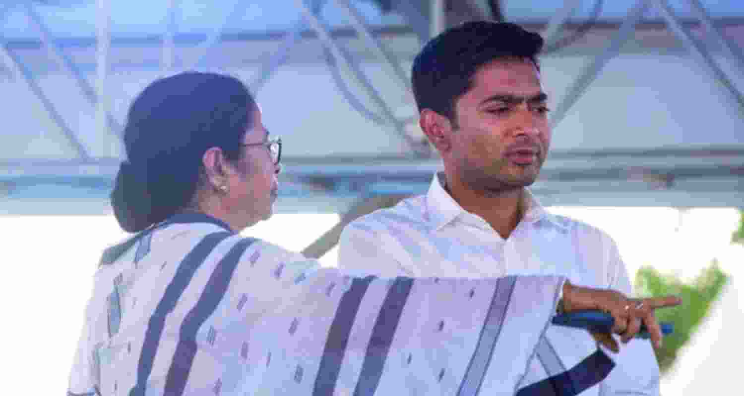 TMC leaders Mamata Banerjee and Abhishek Banerjee 