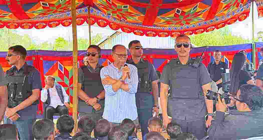 Manipur Chief Minister Y Khemchand Singh interacts with locals during his visit to conflict-hit Ukhrul district on Friday.