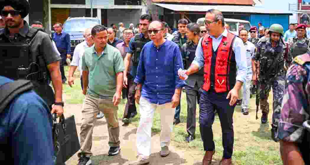 Manipur Chief Minister Yumnam Khemchand Singh visits Makhan Naga village in Kangpokpi district, where he interacted with displaced families.