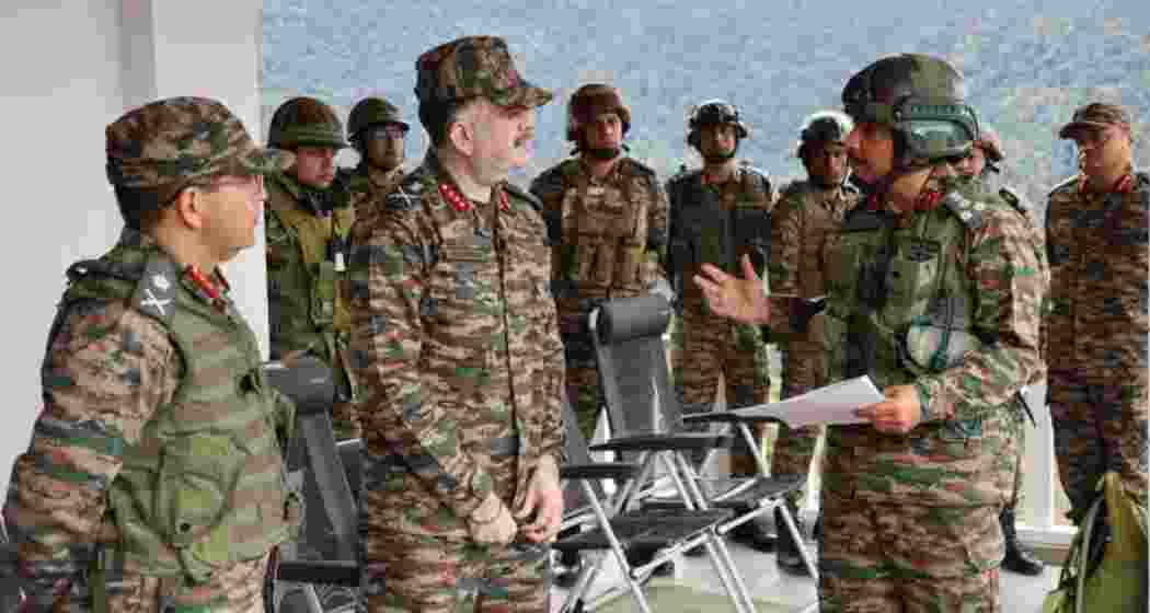 Dimapur-headquartered Spear Corps commander, Lt Gen Abhijit S. Pendharkar during his visit in Manipur's Leimakhong.