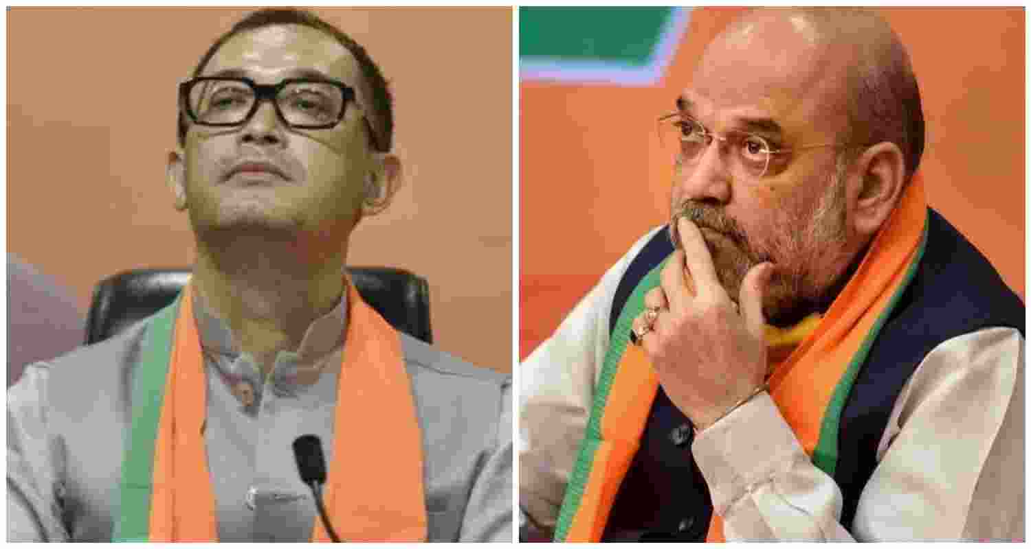 Manipur BJP MLA Rajkumar Imo Singh (L), Union Home Minister Amit Shah (R).