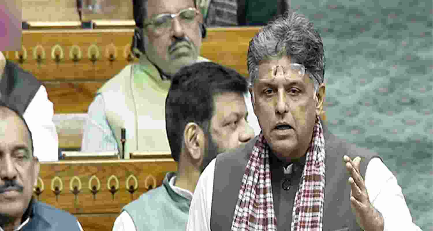 Congress MP Manish Tewari speaks in Lok Sabha during ongoing Winter Session of Parliament. 