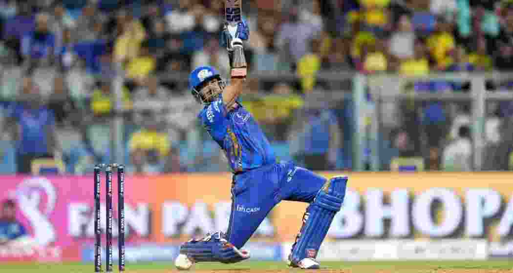 Suryakumar Yadav in action during Mumbai Indians’ IPL 2024 clash against Chennai Super Kings at Wankhede Stadium in Mumbai on Sunday, April 20. He remained unbeaten on 68.