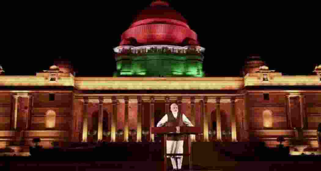 Prime Minister Narendra Modi addressing the media at Rashtrapati Bhawan in New Delhi back in 2019. 