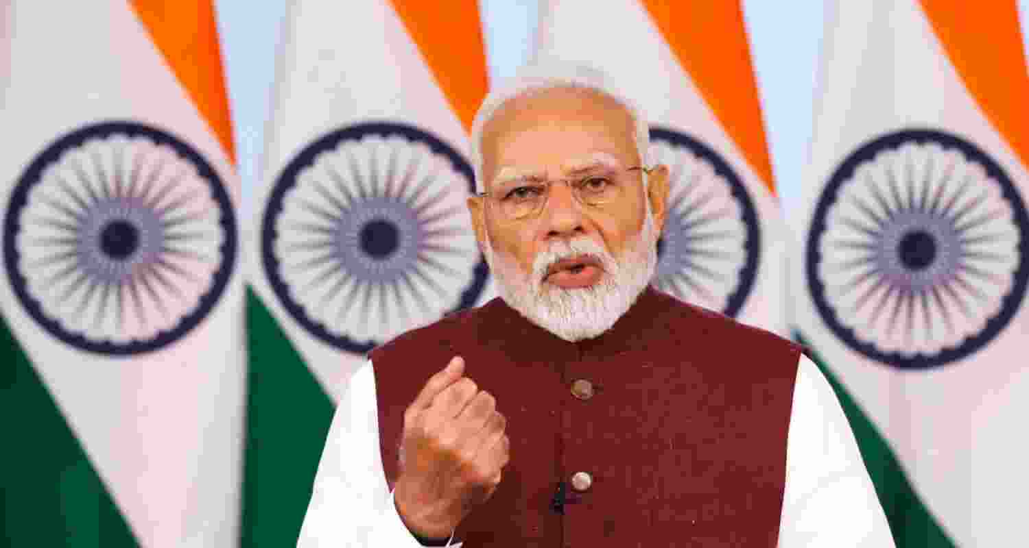 Prime Minister Narendra Modi addresses the nation, Monday.