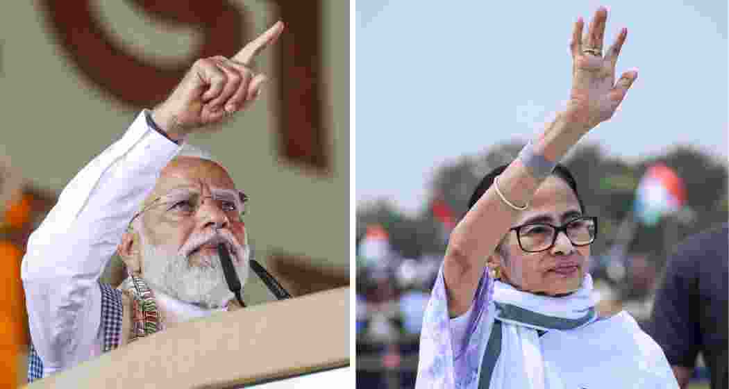 Prime Minister Narendra Modi and Chief Minister Mamata Banerjee during rallies in poll-bound West Bengal on Sunday, sharpening attacks over law and order, electoral rolls, and governance.