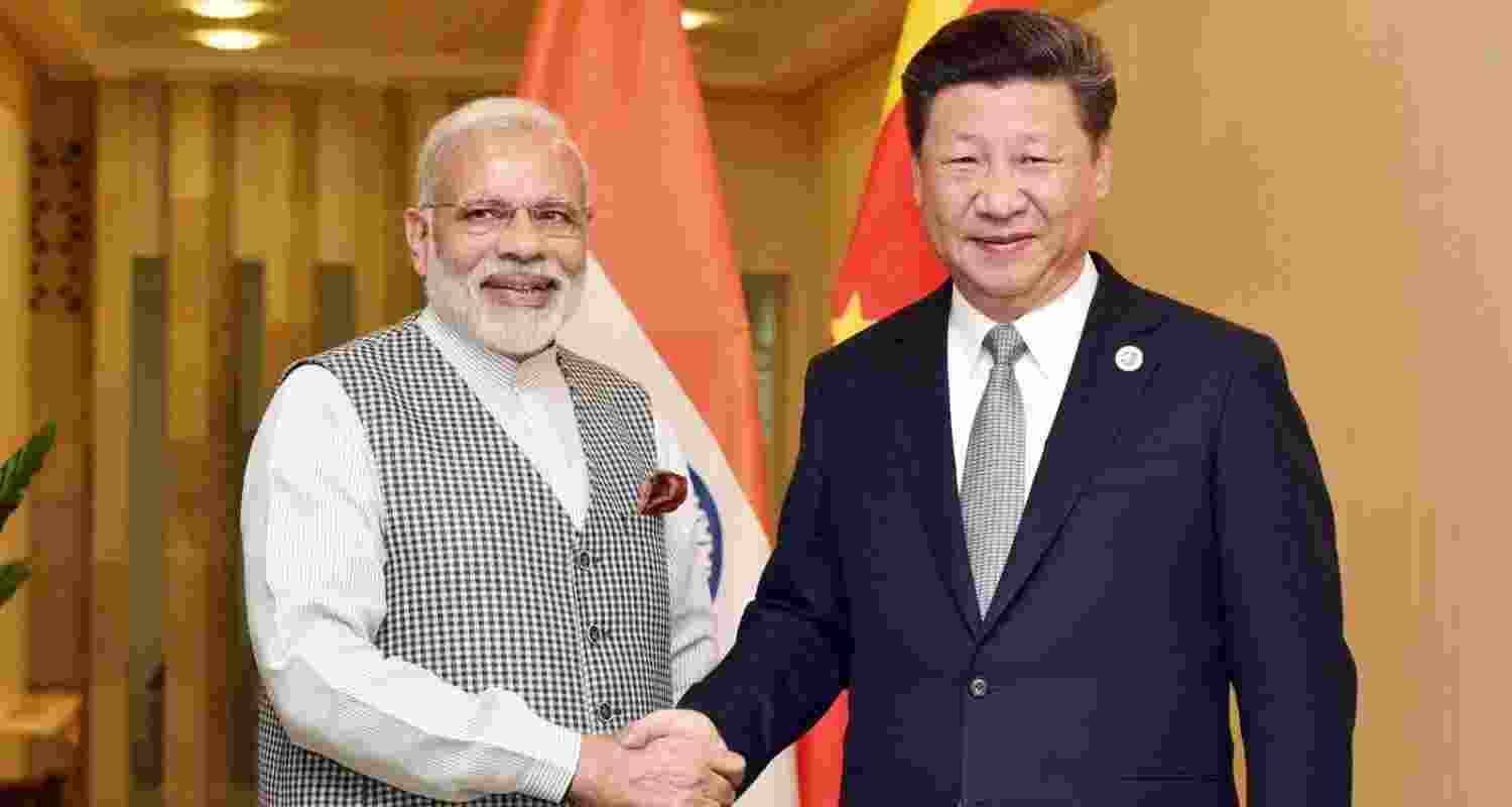 PM Narendra Modi with Chinese President Xi Jinping on the sidelines of the BRICS summit in Russia in October 2024. File photo.