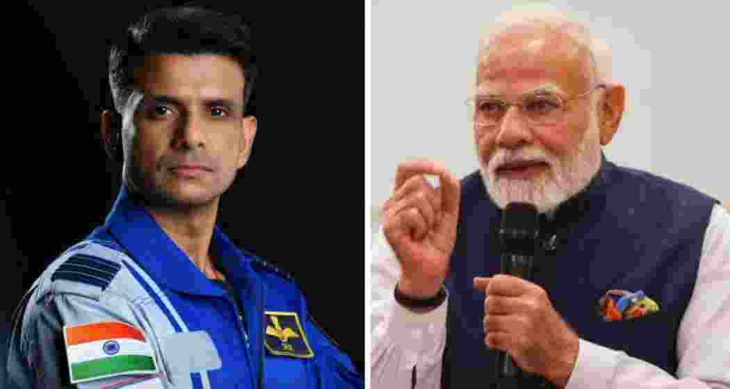 Group Captain Shubhanshu Shukla and Prime Minister Narendra Modi (right). 