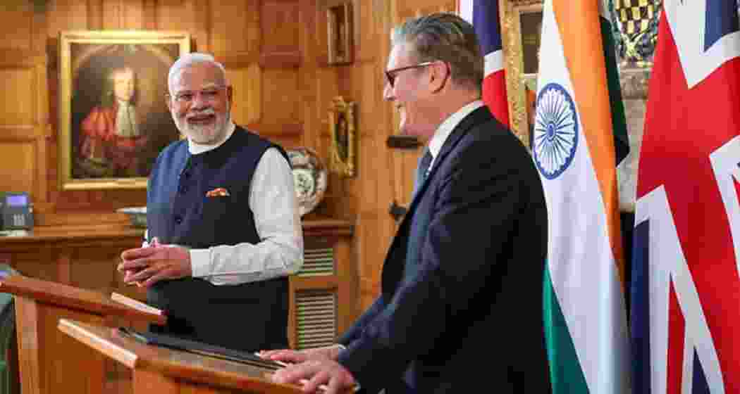 Prime Minister Narendra Modi with his British counterpart Keir Starmer during a bilateral meeting in London in May last year. (Photo: Narendra Modi/X)