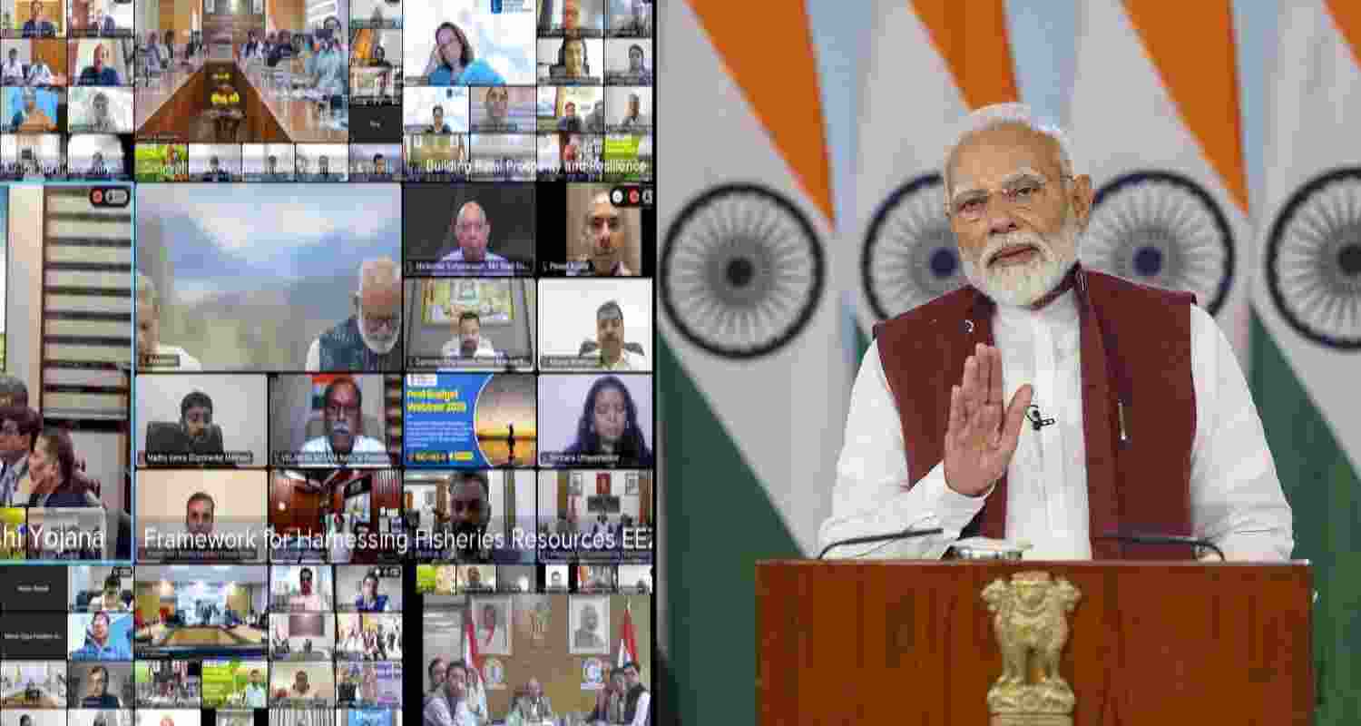 PM Modi addresses a post-budget webinar on 'Agriculture and Rural prosperity'.