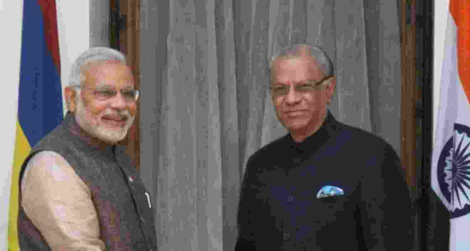 Prime Minister Narendra Modi with Mauritius Prime Minister Navin Ramgoolam. File photo.
