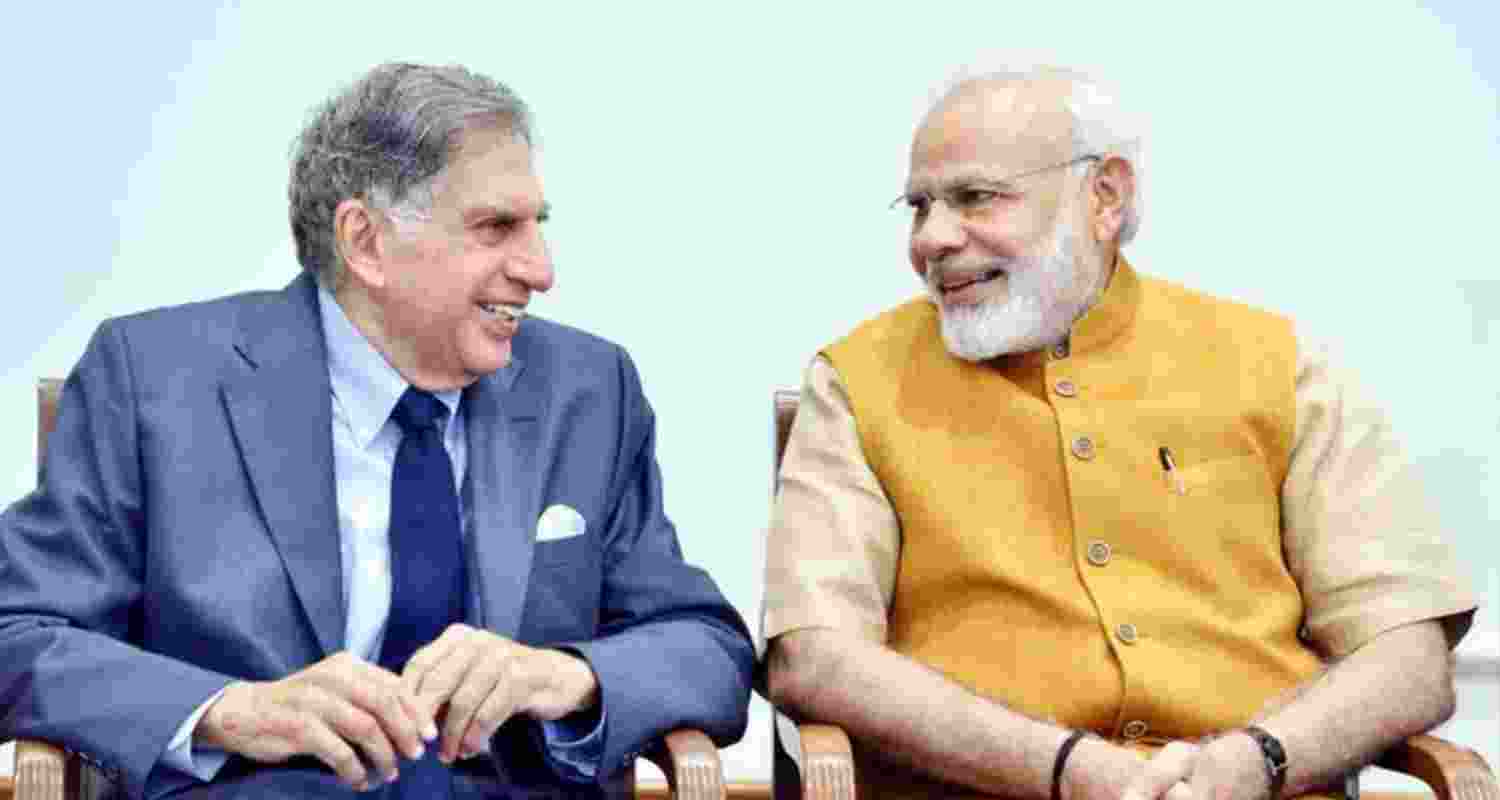 PM Modi with the late Ratan Tata. Image via @narendramodi on Instagram.