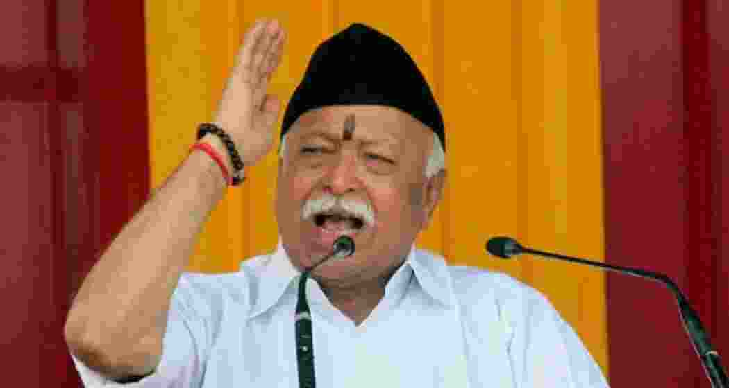 A file photo of Rashtriya Swayamsevak Sangh chief Mohan Bhagwat.