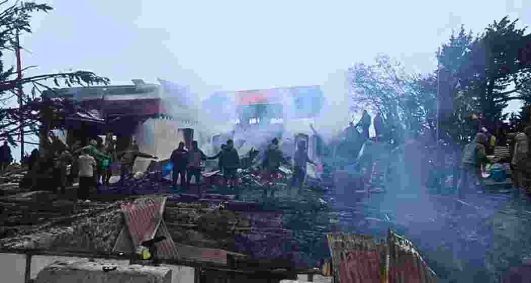 Rescue operations underway after late-night fire destroys historic Thangu Sertok Gumpa and two houses in North Sikkim.