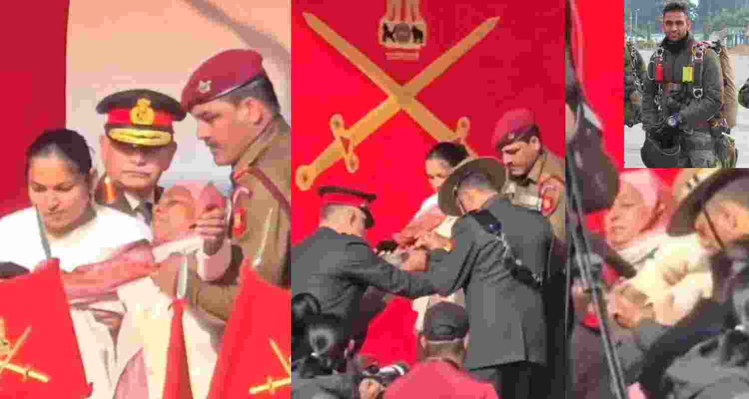 At Army Day in Jaipur, martyr Lance Naik Pradeep Kumar’s mother fainted while receiving his Sena Medal 