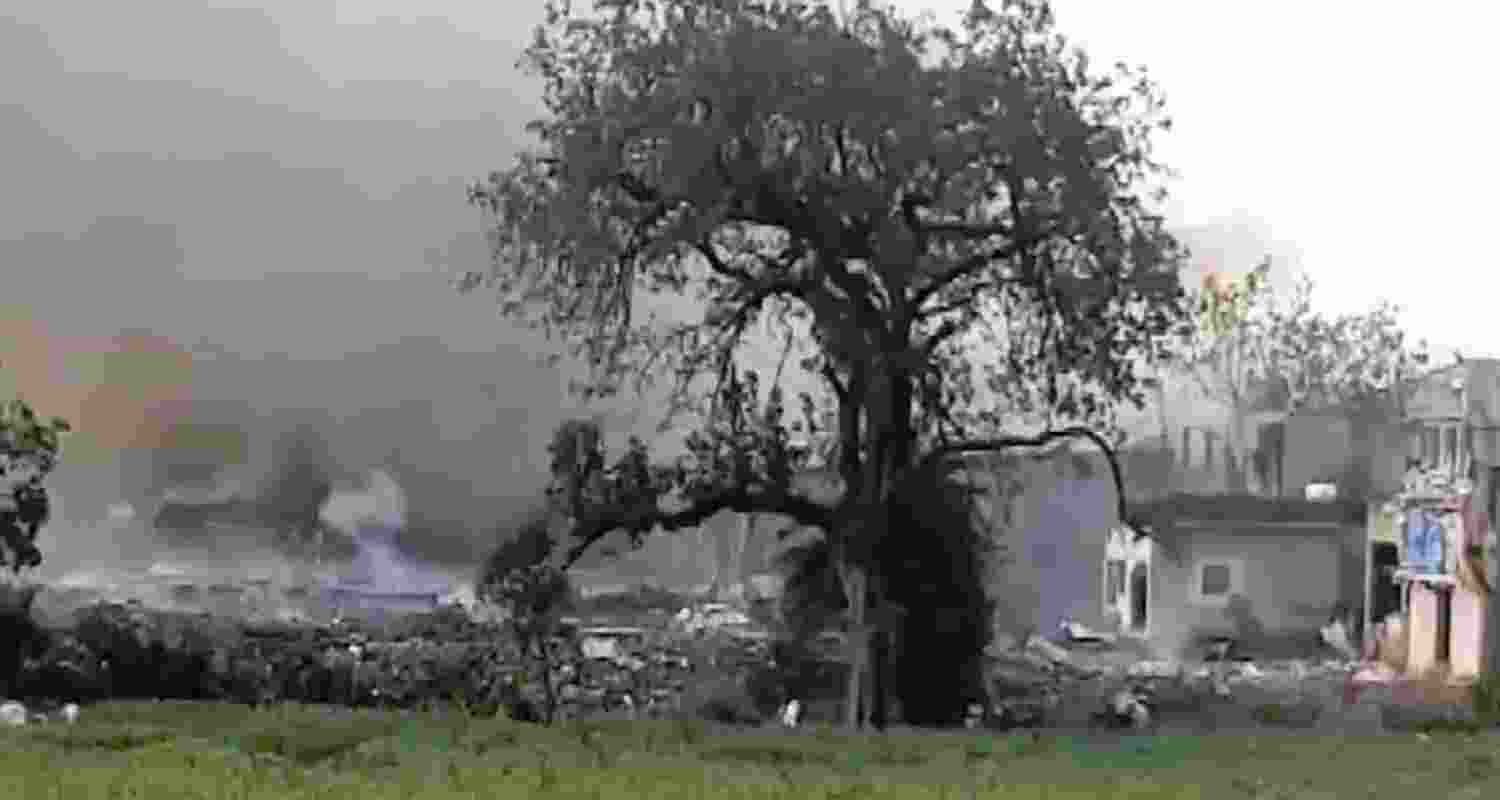 Explosion at a firecracker factory in Madhya Pradesh's Harda district on Tuesday.