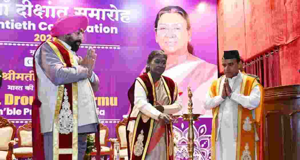 President Droupadi Murmu during the 20th convocation ceremony of Kumaun University at Nainital on Tuesday.