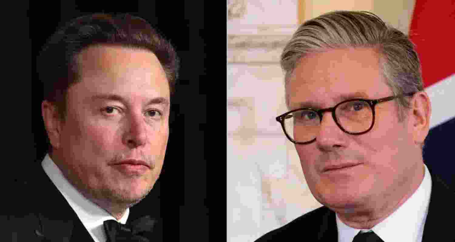 X owner Elon Musk (left) and United Kingdom Prime Minister Keir Starmer (right).