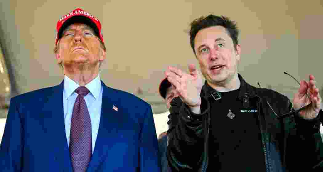 US President Donald Trump with businessman Elon Musk. File photo.