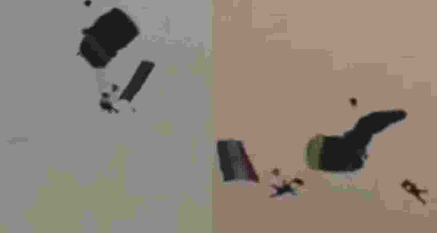 Navy officers' parachutes entangle during descent, narrowly escape tragedy 