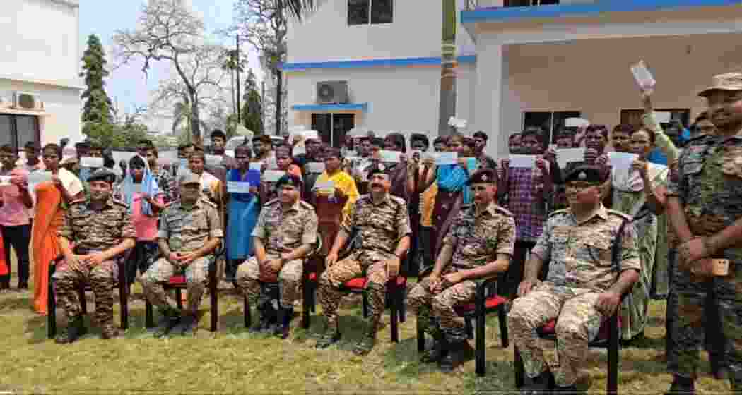 A significant moment as 50 Naxalites, including top cadres, surrender before security officials in Bijapur, marking a major step towards peace in the insurgency-hit region of Chhattisgarh.