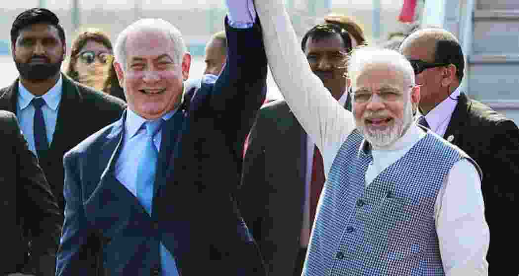 Israeli Prime Minister Benjamin Netanyahu with Prime Minister Narendra Modi during an earlier meeting. 