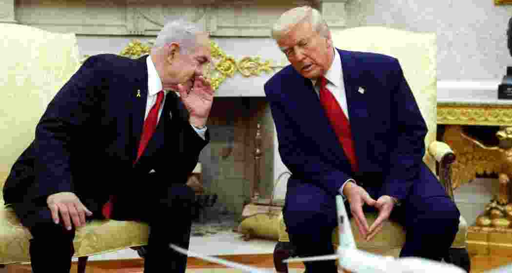 Israeli Prime Minister Benjamin Netanyahu with US President Donald Trump during a bilateral meeting at the White House in Washington, DC, United States.