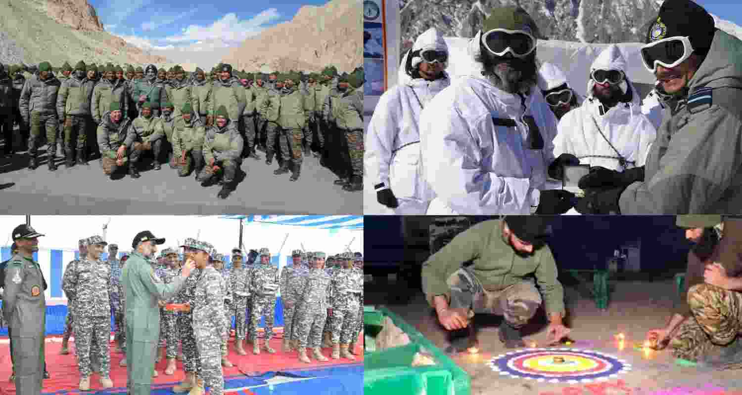 Indian Armed Forces personnel celebrated Diwali at border posts. 