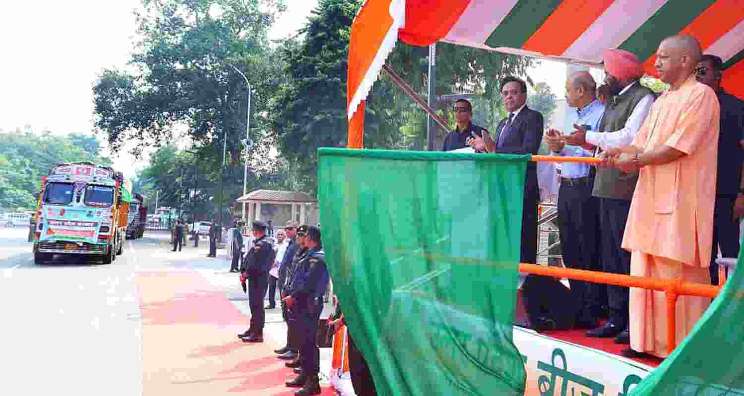 UP CM Yogi Adityanath sends 1,000 quintals of wheat seeds to flood-hit Punjab farmers. 