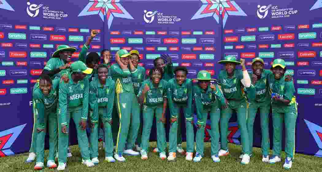Nigeria’s debutants celebrate a historic victory over New Zealand, in the ICC Women’s U-19 T20 World Cup in Kuala Lumpur, Malaysia, on Monday.