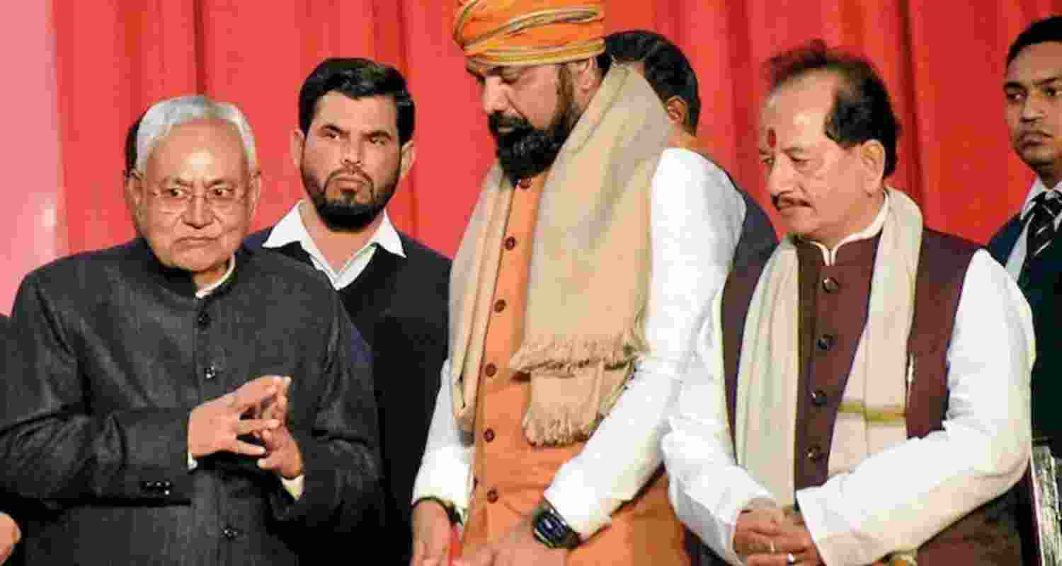 Bihar Chief Minister Nitish Kumar inspects the ongoing preparation at Gandhi Maidan ahead of the swearing-in ceremony scheduled for November 20 in Patna.