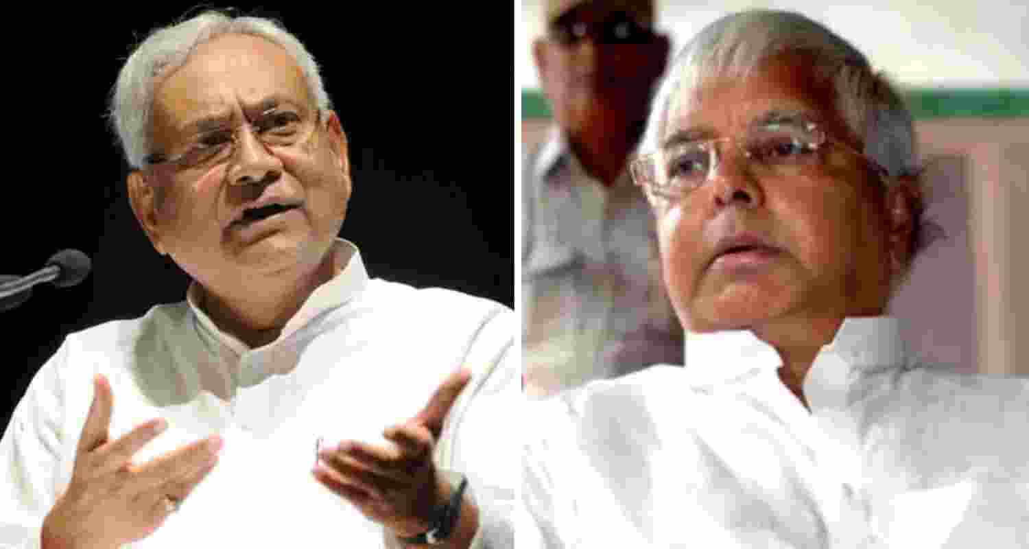 Bihar Chief Minister Nitish Kumar (left) and Rashtriya Janata Dal leader Lalu Prasad Yadav.
