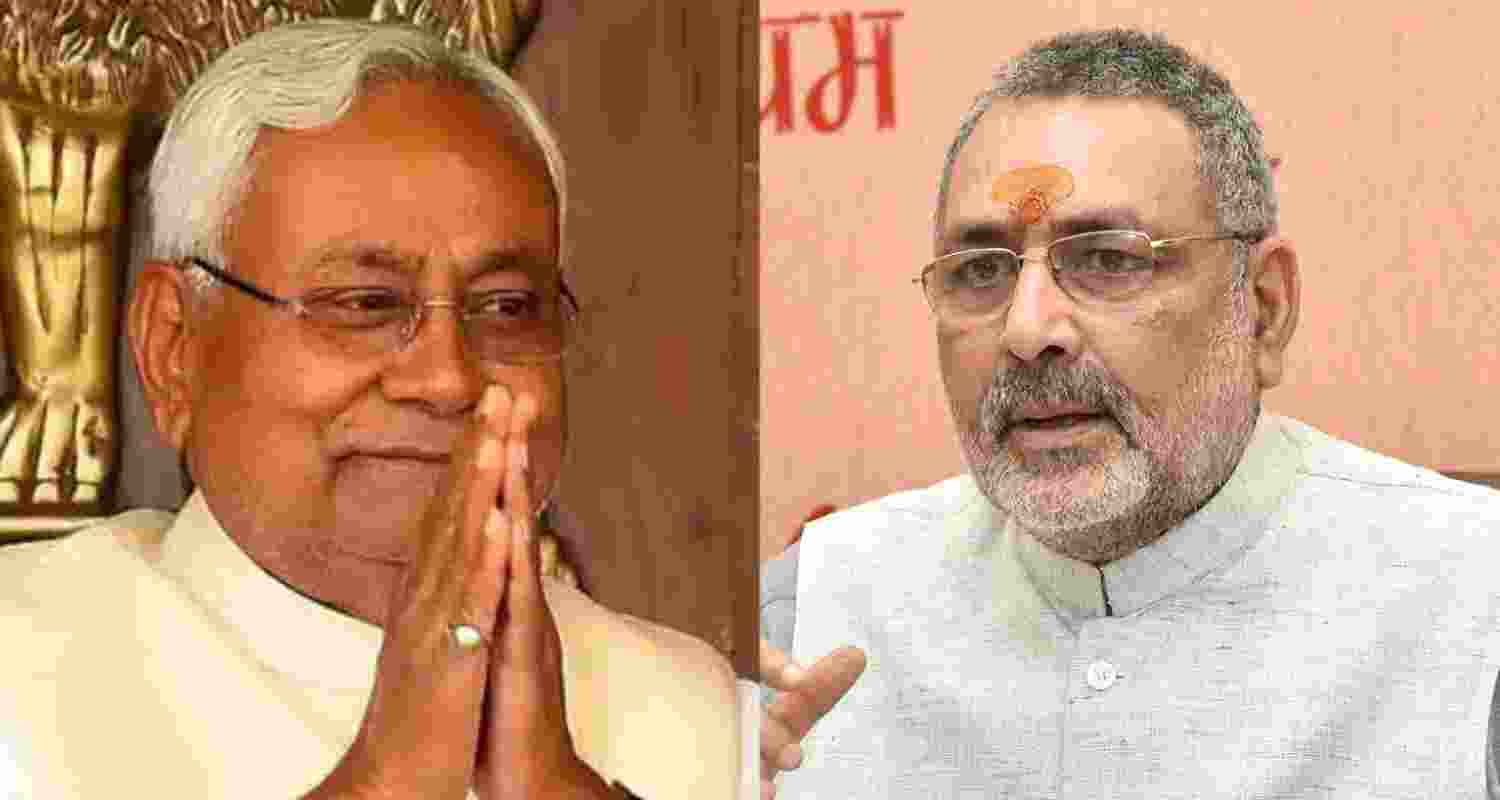 Bihar Chief Minister Nitish Kumar (left) and Bharatiya Janata Party leader and Union Minister Giriraj Singh. 