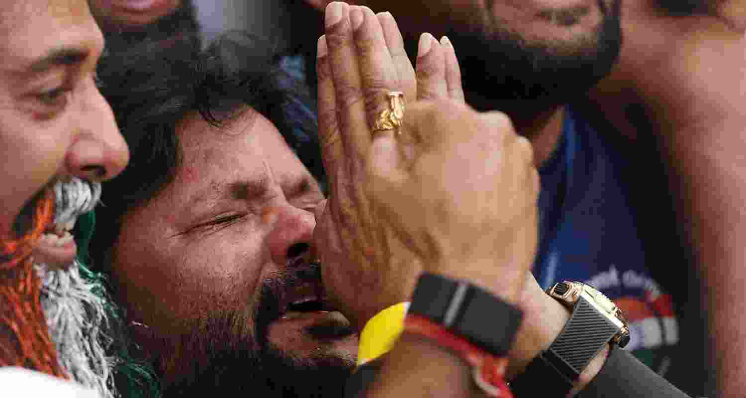 In an emotional moment, Nitish Reddy's father celebrates his son's maiden test century.